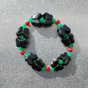 Black Green Kids Beaded Bracelet